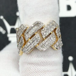 Cuban Sharp Edge 1.85cttw Baguette Diamond Ring 10K Yellow Gold -Wandr Jewelry Store cuban sharp edge 185cttw baguette diamond ring 10k yellow gold hiphopbling 310154
