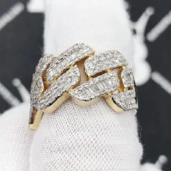 Cuban Sharp Edge 1.85cttw Baguette Diamond Ring 10K Yellow Gold -Wandr Jewelry Store cuban sharp edge 185cttw baguette diamond ring 10k yellow gold hiphopbling 440457