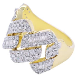 Cuban Sharp Edge 1.85cttw Baguette Diamond Ring 10K Yellow Gold