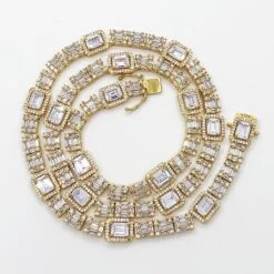 Custom Baguette Cluster Bling Bling CZ Iced Out Chain