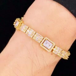 Custom Baguette Cluster Link Hip Hop Iced Out Bracelet -Wandr Jewelry Store custom baguette cluster link hip hop iced out bracelet hiphopbling 899931