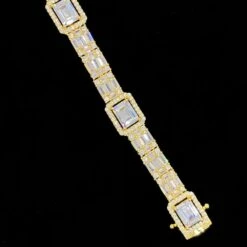 Custom Baguette Cluster Link Hip Hop Iced Out Bracelet -Wandr Jewelry Store custom baguette cluster link hip hop iced out bracelet yellow gold 8 hiphopbling 733913
