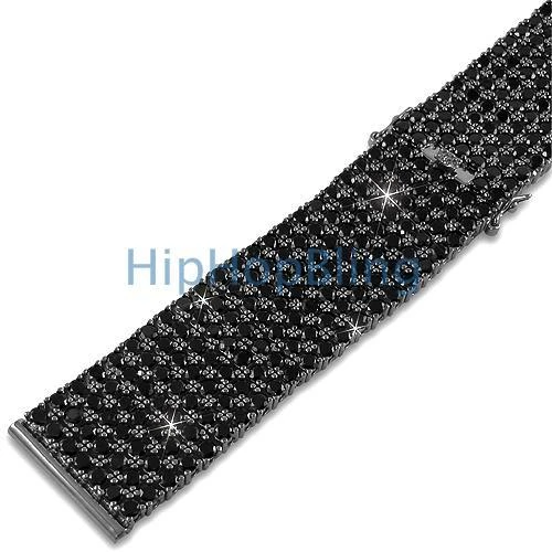 Custom Black On Black CZ Bling Bling Watch Band 24mm 1 Custom Black On Black CZ Bling Bling Watch Band 24mm