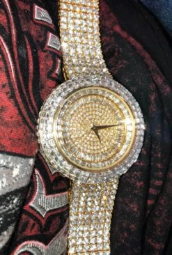 Custom Gold Iced Out Baguette Orbit 6 Row Watch -Wandr Jewelry Store custom gold iced out baguette orbit 6 row watch hiphopbling 502702