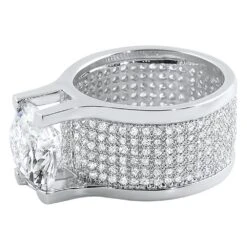 CZ 360 Mens Ring 20ct Solitaire Rhodium