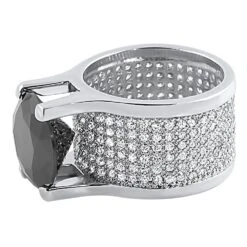 CZ 360 Ring 20ct Black Solitaire Rhodium