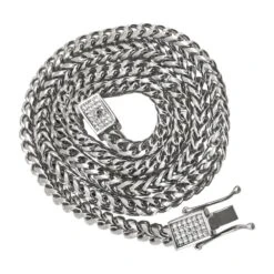 CZ Box Clasp Triple Lock Stainless Steel Franco Chain