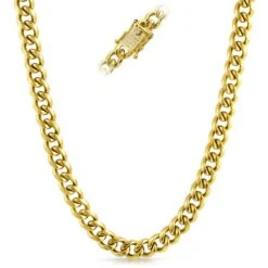 CZ Clasp 10MM Cuban Chain Gold Stainless Steel