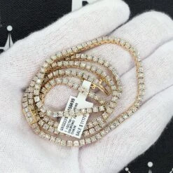 Diamond Tennis Chain In 10K Yellow Gold Miracle Setting -Wandr Jewelry Store diamond tennis chain in 10k yellow gold miracle setting hiphopbling 695195