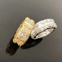 Exotic Baguette Princess Eternity Band Gold Bling CZ Ring -Wandr Jewelry Store exotic baguette princess eternity band gold bling cz ring 7 hiphopbling 434429