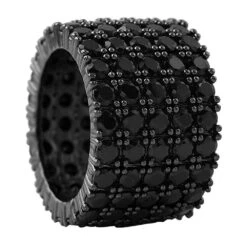 Fat 5 Row 360 Eternity Black Bling Bling Ring