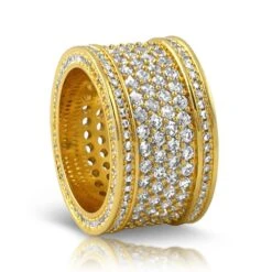 Fat 6 Row Eternity Bling Bling CZ Ring In Gold