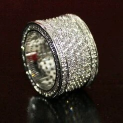 Wandr Jewelry Store -Wandr Jewelry Store fat 6 row eternity bling bling cz ring in rhodium 7 hiphopbling 769684