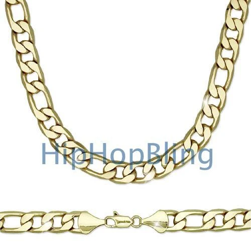 Figaro 12mm 24 Inch Gold Plated Hip Hop Chain Necklace 1 Figaro 12mm 24 Inch Gold Plated Hip Hop Chain Necklace