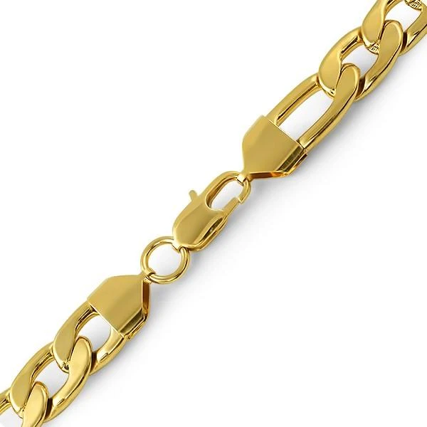 Figaro IP Gold Stainless Steel Bracelet 12MM 1 Figaro IP Gold Stainless Steel Bracelet 12MM