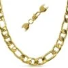 Figaro IP Gold Stainless Steel Chain Necklace 12MM