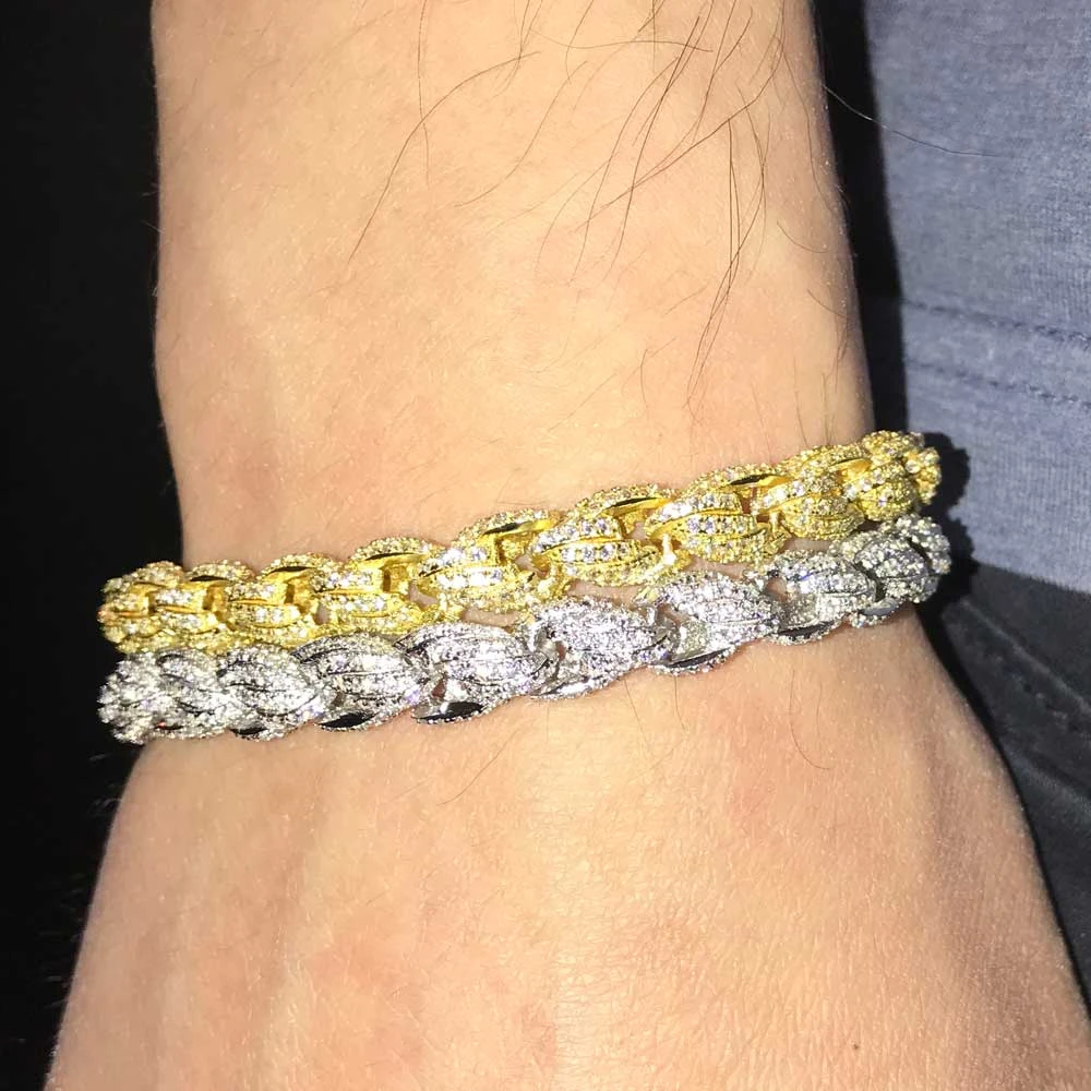 French Rope 8MM VVS CZ Iced Out Hip Hop Bracelet 1 French Rope 8MM VVS CZ Iced Out Hip Hop Bracelet