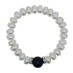 Freshwater Pearl Bracelet Black Natural Stone