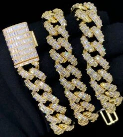 Full Baguette Cuban Hip Hop Bling Bling CZ Iced Out Chain -Wandr Jewelry Store full baguette cuban hip hop bling bling cz iced out chain yellow gold 18 hiphopbling 383515