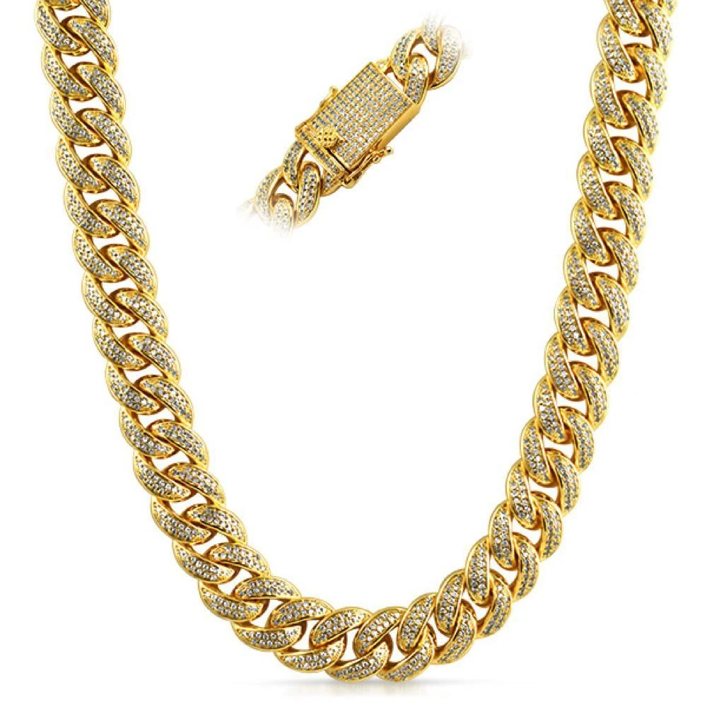Full CZ Clasp Gold Cuban Chain 15MM Thick 1 Full CZ Clasp Gold Cuban Chain 15MM Thick