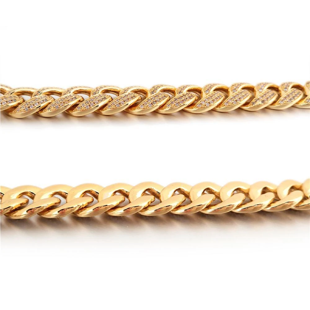 Full CZ Clasp Gold Cuban Chain 15MM Thick 4 Full CZ Clasp Gold Cuban Chain 15MM Thick - Image 4