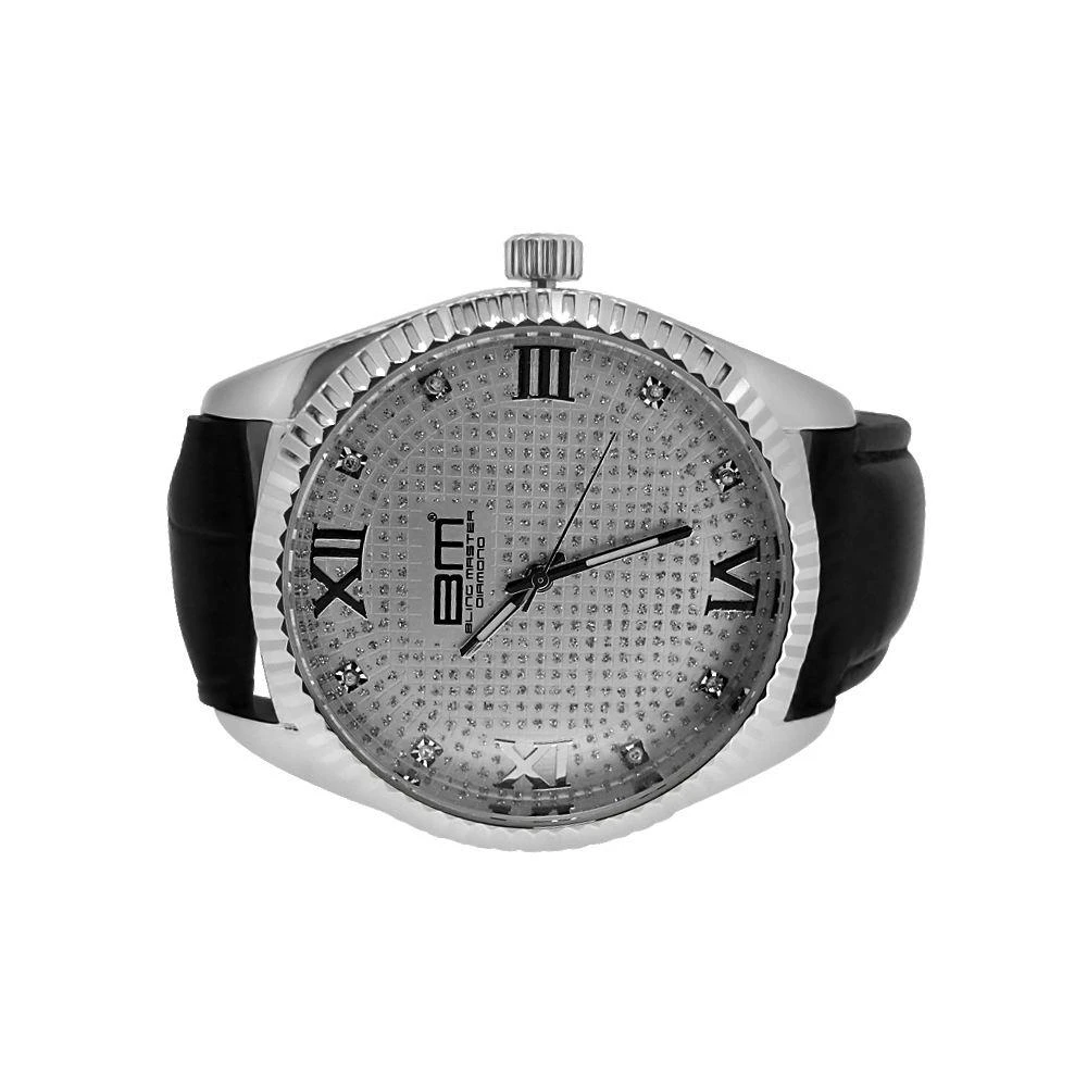 Genuine Diamond Dress Watch Silver Black Band 1 Genuine Diamond Dress Watch Silver Black Band