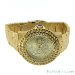 Gold 2 Row .50 Carat Diamond Hip Hop Watch -Wandr Jewelry Store gold 2 row 50 carat diamond hip hop watch hiphopbling 234332