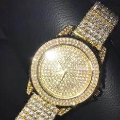 Gold All Bling Bling Custom Watch Iced Out Band 8 Gold All Bling Bling Custom Watch Iced Out Band -Wandr Jewelry Store gold all bling bling custom watch iced out band hiphopbling 102037