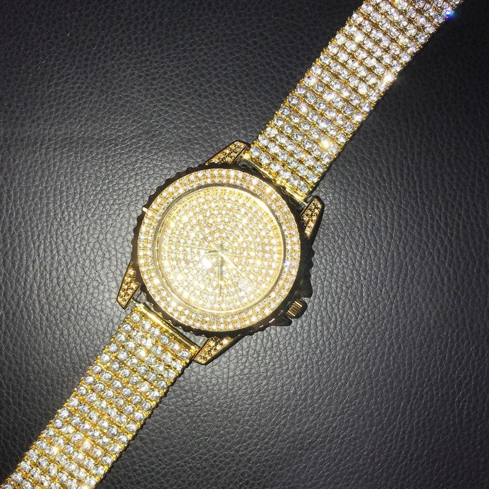 Gold All Bling Bling Custom Watch Iced Out Band 5 Gold All Bling Bling Custom Watch Iced Out Band - Image 5