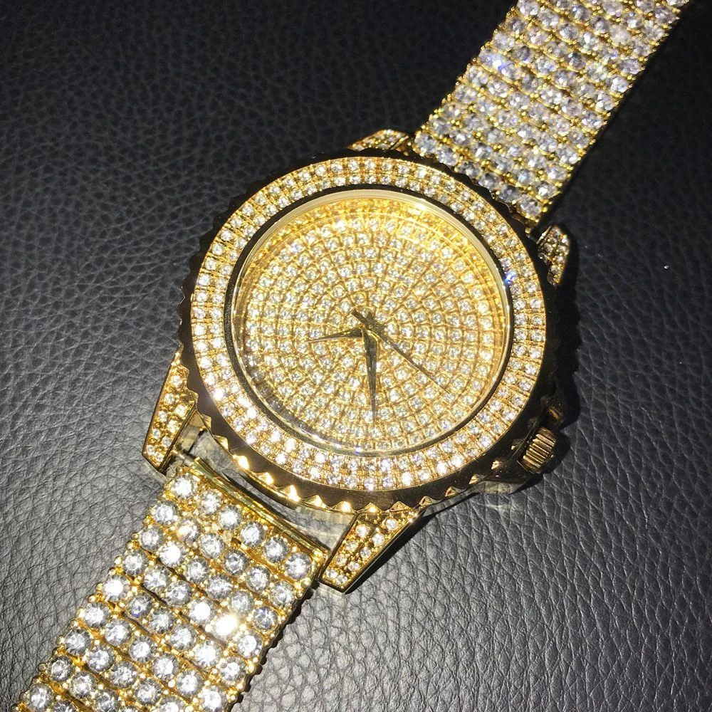 Gold All Bling Bling Custom Watch Iced Out Band 2 Gold All Bling Bling Custom Watch Iced Out Band - Image 2