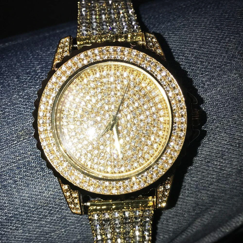 Gold All Bling Bling Custom Watch Iced Out Band 3 Gold All Bling Bling Custom Watch Iced Out Band - Image 3