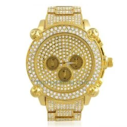 Gold Chrono Bling Bling Custom Hip Hop Watch