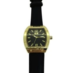 Gold Designer Fashion Watch With Black Strap