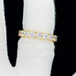 Gold Eternity 4MM CZ Iced Out Ring .925 Sterling Silver