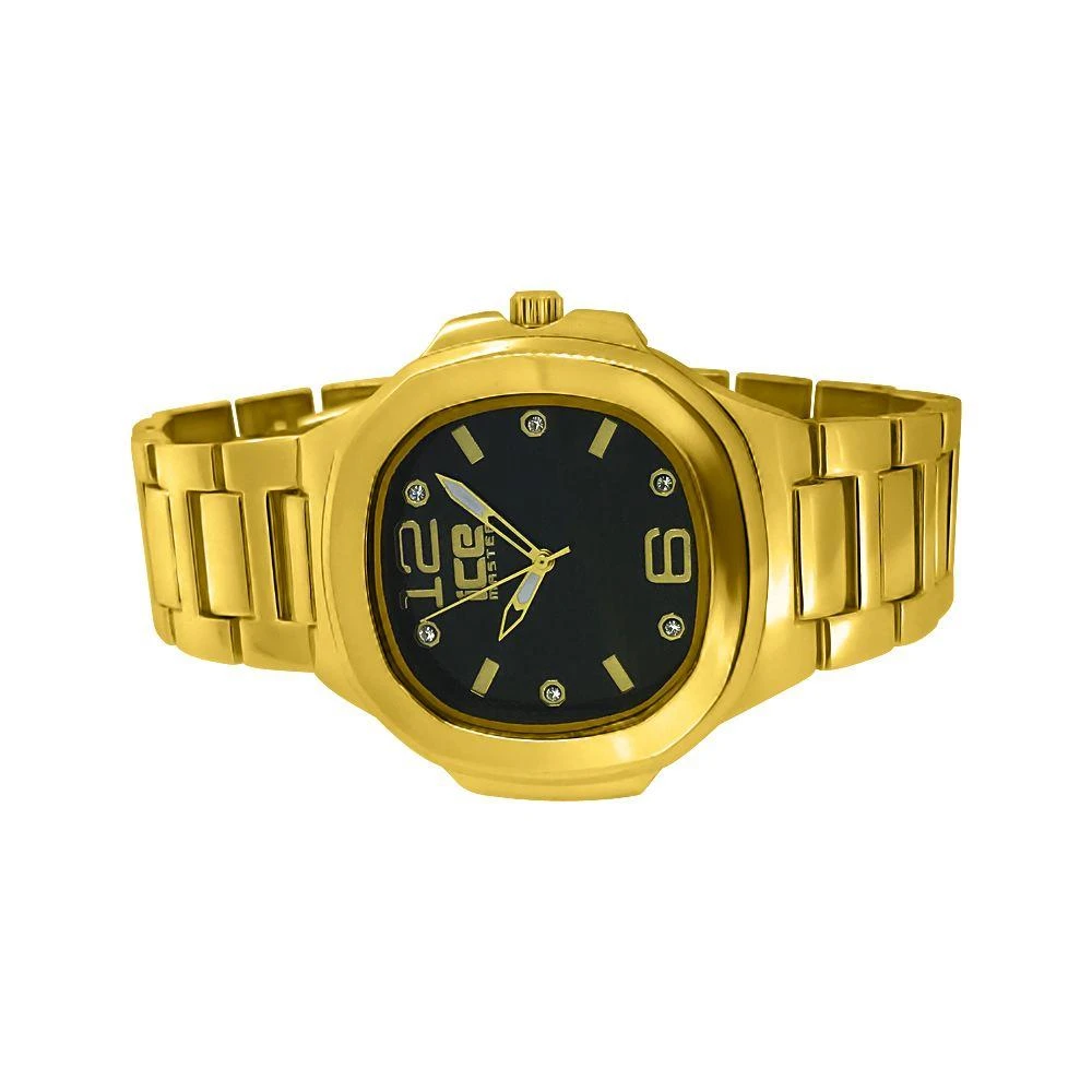 Gold Modern Fashion Metal Watch Black Dial 1 Gold Modern Fashion Metal Watch Black Dial