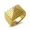 Gold Pyramid Stainless Steel CZ Ring