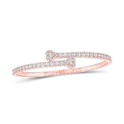 Heart Baguette Diamond Bangle Bracelet 10K Gold 5 Heart Baguette Diamond Bangle Bracelet 10K Gold -Wandr Jewelry Store heart baguette diamond bangle bracelet 10k gold 10k rose gold hiphopbling 614911