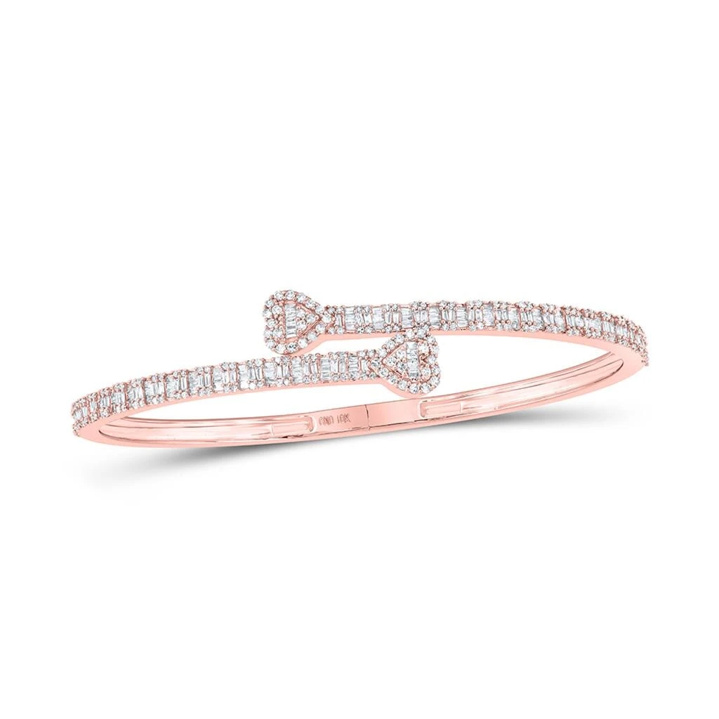 Heart Baguette Diamond Bangle Bracelet 10K Gold 3 Heart Baguette Diamond Bangle Bracelet 10K Gold - Image 3