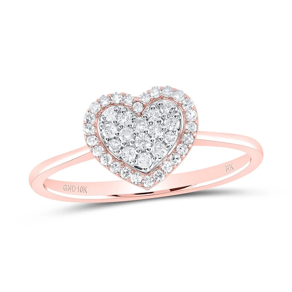 Heart Halo Solitaire Diamond Ring 10K Gold 2 Heart Halo Solitaire Diamond Ring 10K Gold - Image 2