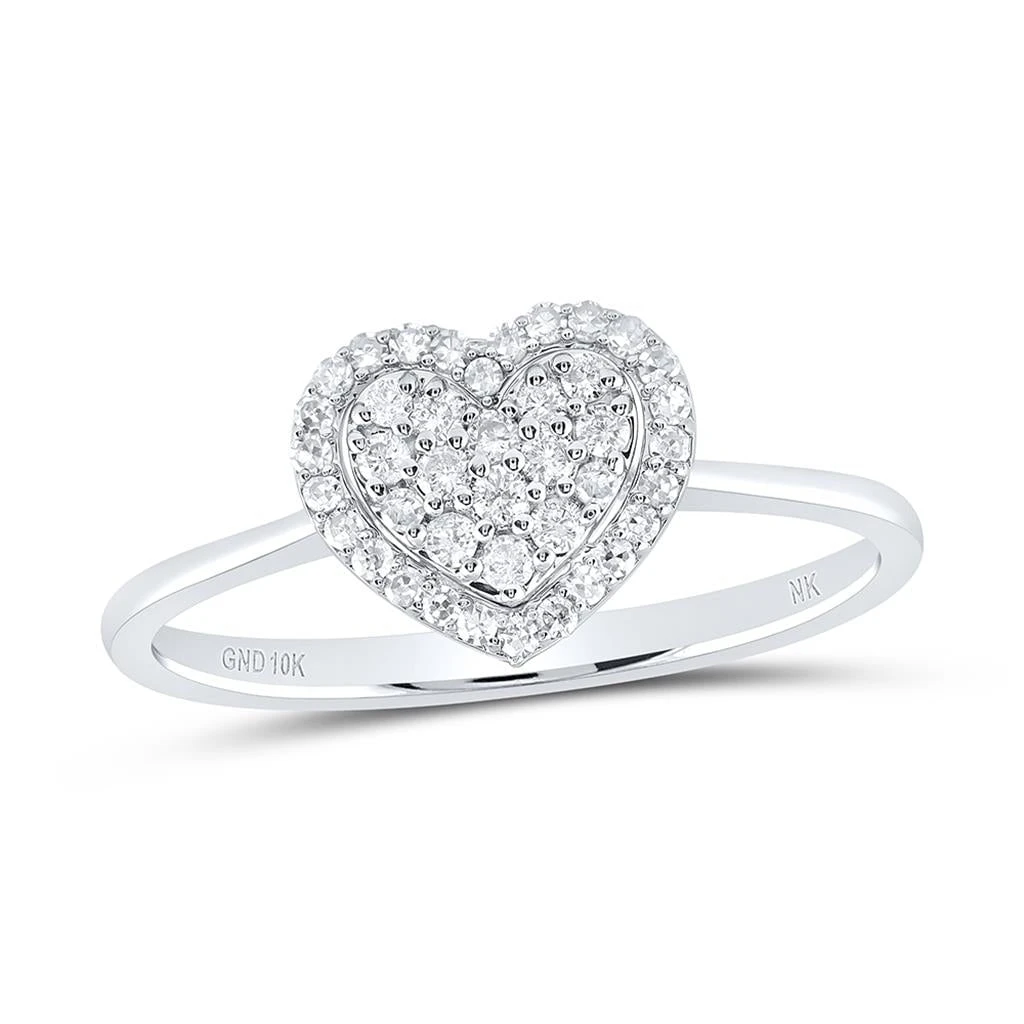 Heart Halo Solitaire Diamond Ring 10K Gold 3 Heart Halo Solitaire Diamond Ring 10K Gold - Image 3