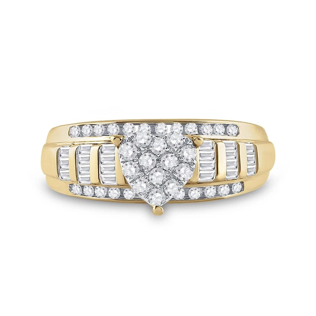 Heart Solitaire Baguette Diamond Ring 10K Gold 1 Heart Solitaire Baguette Diamond Ring 10K Gold
