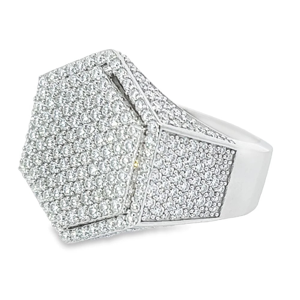 Hexagon Iced Out VVS Moissanite Ring .925 Sterling Silver 1 Hexagon Iced Out VVS Moissanite Ring .925 Sterling Silver