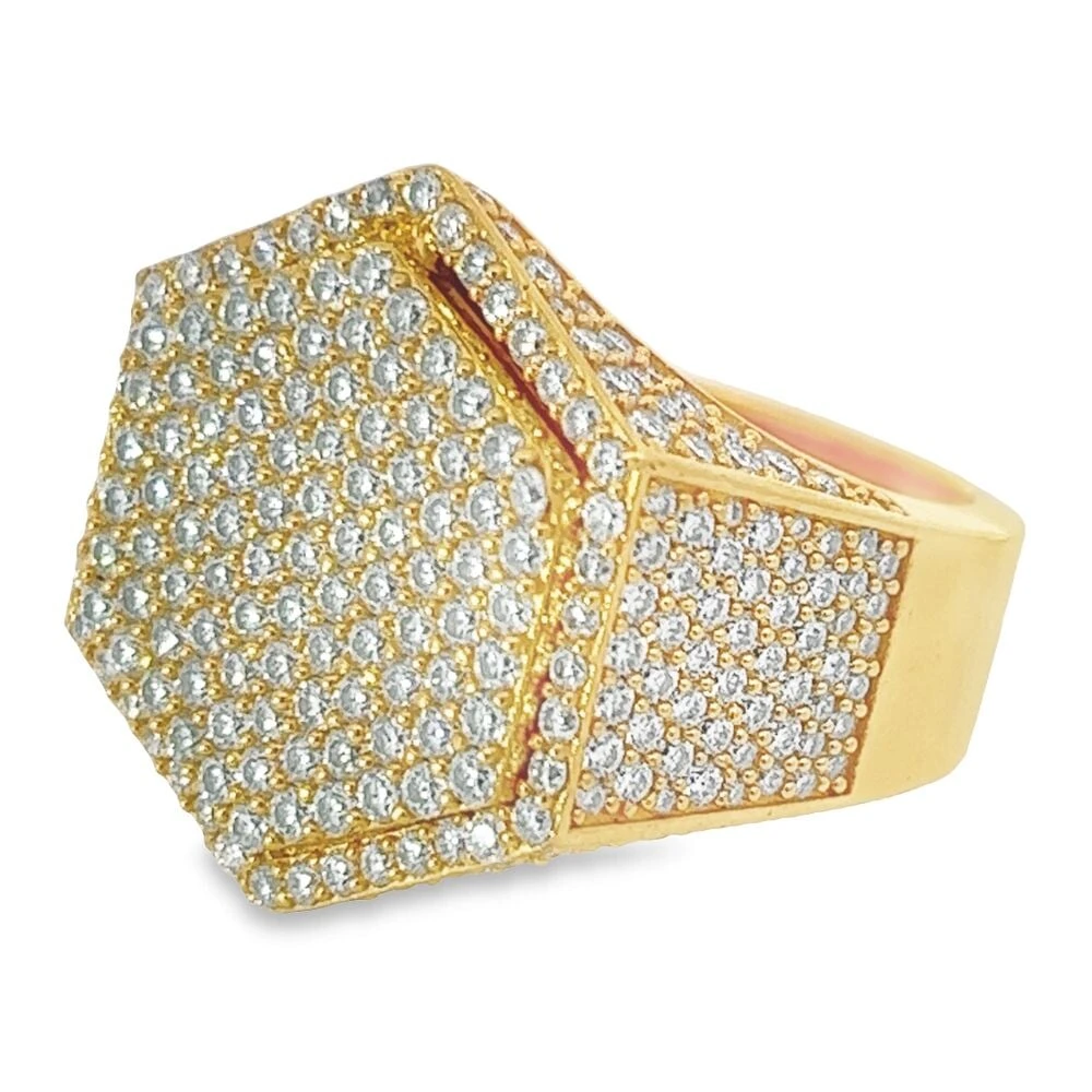 Hexagon Iced Out VVS Moissanite Ring .925 Sterling Silver 2 Hexagon Iced Out VVS Moissanite Ring .925 Sterling Silver - Image 2