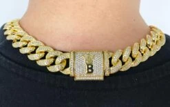 Hip Hop Bling Cuban Chain 15MM WideWhite / Yellow Gold