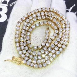 Hip Hop Bling VVS Iced Out Tennis Chain 4MM -Wandr Jewelry Store hip hop bling vvs iced out tennis chain 4mm yellow gold 16 hiphopbling 221663