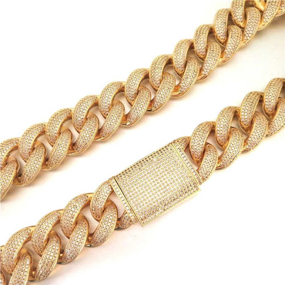 HUGE 24MM 3D Cuban Bling Bling Chain White/Yellow Gold 8 HUGE 24MM 3D Cuban Bling Bling Chain White/Yellow Gold - Image 8