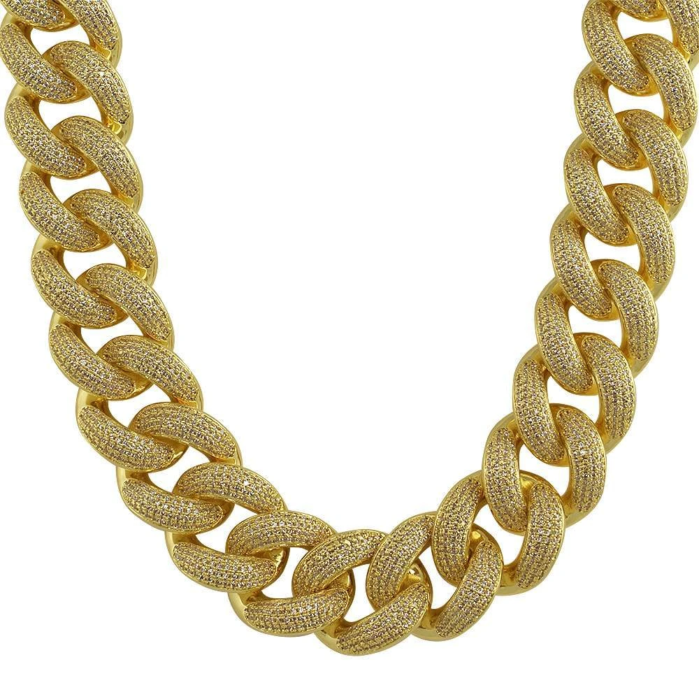 HUGE 24MM 3D Cuban Bling Bling Chain White/Yellow Gold 2 HUGE 24MM 3D Cuban Bling Bling Chain White/Yellow Gold - Image 2