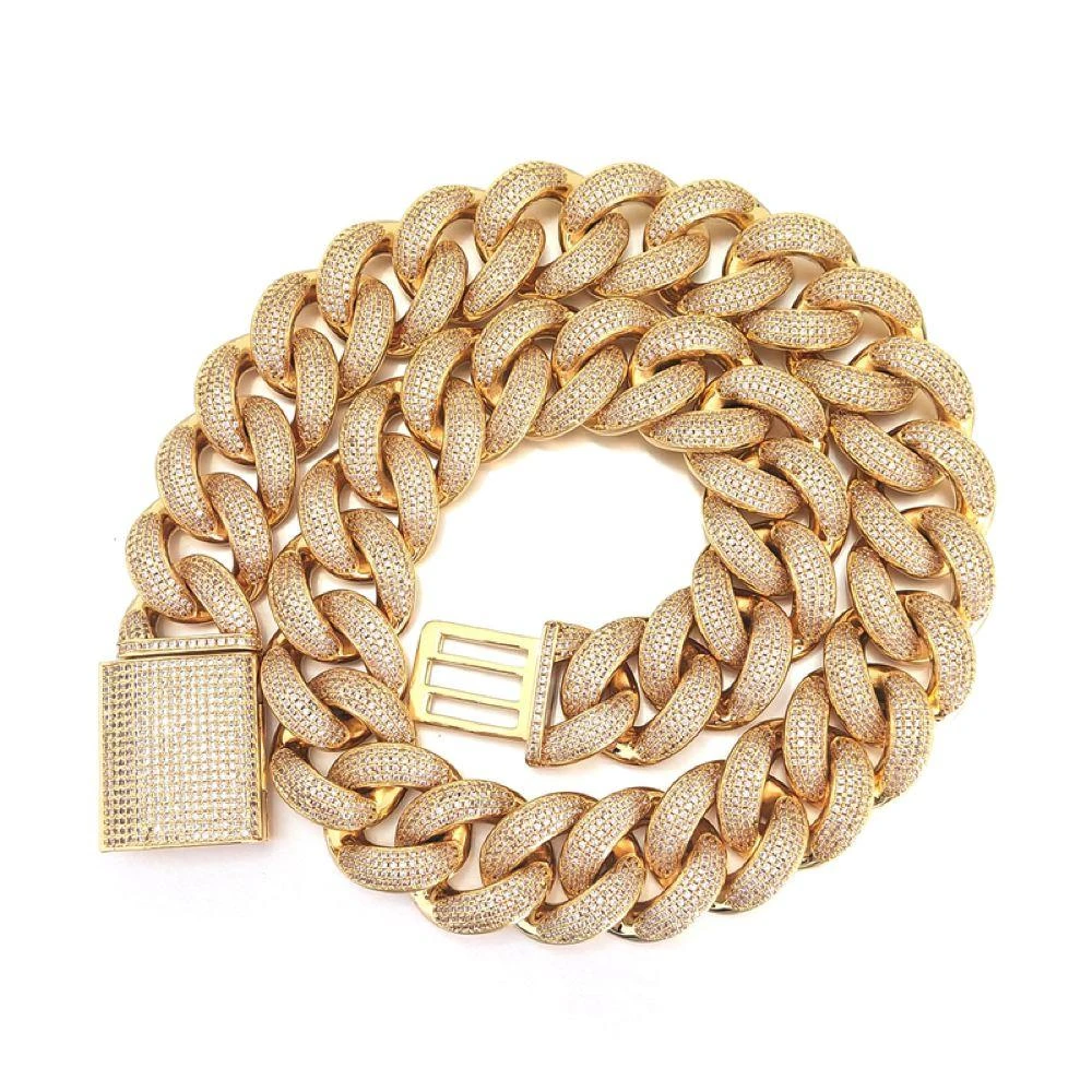 HUGE 24MM 3D Cuban Bling Bling Chain White/Yellow Gold 6 HUGE 24MM 3D Cuban Bling Bling Chain White/Yellow Gold - Image 6