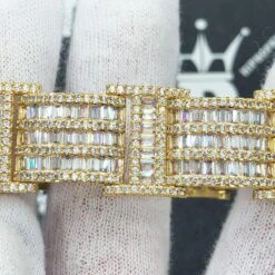 I Bars Baguette VVS Iced Out Hip Hop Bracelet -Wandr Jewelry Store i bars baguette vvs iced out hip hop bracelet yellow gold 7 hiphopbling 357685