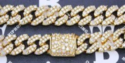 Ice Medley Cuban Bling Bling Chain 20MMWhite / Yellow Gold -Wandr Jewelry Store ice medley cuban bling bling chain 20mm white yellow gold hiphopbling 307999